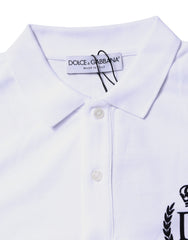 Dolce & Gabbana White Cotton Crown Collared Men Polo T-shirt