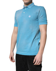 Dolce & Gabbana Blue Cotton Crown Collared Men Polo T-shirt