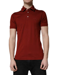 Dolce & Gabbana Red Cotton DG Logo Collared Men Polo T-shirt