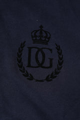 Dolce & Gabbana Dark Blue Cotton Crown Collared Polo T-shirt
