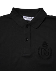 Dolce & Gabbana Black Cotton DG Logo Collared Polo T-shirt
