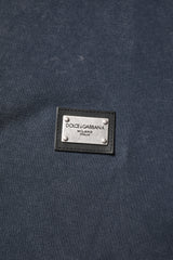 Dolce & Gabbana Dark Blue Logo Plaque Cotton Men Polo Shirt T-shirt