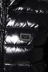 Dolce & Gabbana Black Logo Plaque Full Zip Puffer Jacket