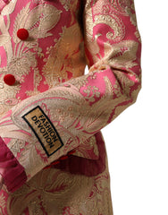 Dolce & Gabbana Pink Gold Jacquard Nylon Coat Blazer Jacket