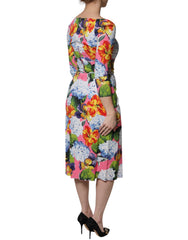 Dolce & Gabbana Multicolor Floral Side Slit Midi Dress