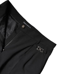 Dolce & Gabbana Black Polyester High Waist Dress Pants