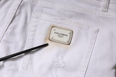 Dolce & Gabbana White Cotton High Waist Skinny Denim Jeans