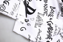 Dolce & Gabbana White Graffiti Print Cotton Crew Neck T-shirt