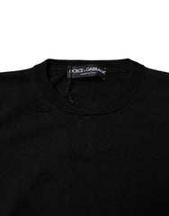 Dolce & Gabbana Black Wool Knit Crew Neck Pullover Sweater