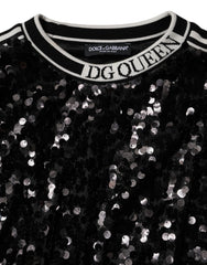Dolce & Gabbana Black DG Queen Sequin Pullover Sweater
