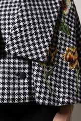 Dolce & Gabbana Black White Monochrome Patterned Floral Cape Jacket