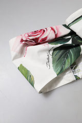 Dolce & Gabbana White Floral Print Cropped Bustier Corset Top