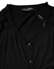 Dolce & Gabbana Black Button Down Short Sleeve Blouse Top