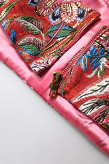 Dolce & Gabbana Red Floral Brocade Cropped Bustier Corset Top