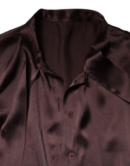 Dolce & Gabbana Brown Ascot Collar Long Sleeve Blouse Top