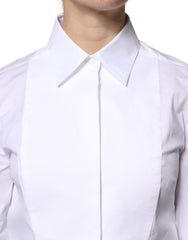 Dolce & Gabbana White Cotton Dress Collared Dress Shirt Top