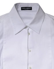 Dolce & Gabbana White Cotton Dress Collared Dress Shirt Top