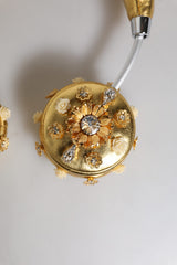 Dolce & Gabbana Gold Leather Floral Crystal Angel Headset Headphones