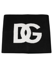 Dolce & Gabbana Black Cashmere DG Logo Square Handkerchief Scarf