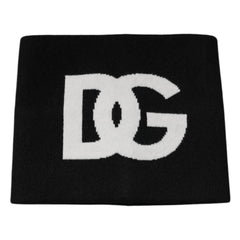 Dolce & Gabbana Black Cashmere DG Logo Square Handkerchief Scarf