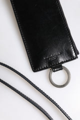 Dolce & Gabbana Black Leather Logo Embossed Lanyard Card Holder Wallet