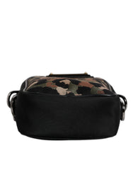 Dolce & Gabbana Multicolor Leopard Jacquard Logo Plaque Neck Strap Bag