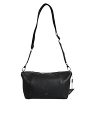 Dolce & Gabbana Black Leather Logo Plaque Shoulder Crossbody Bag