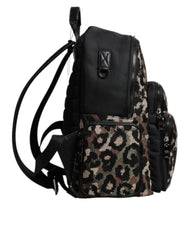 Dolce & Gabbana Multicolor Leopard Print DG Logo Plaque Men Backpack Bag