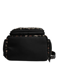 Dolce & Gabbana Multicolor Leopard Print DG Logo Plaque Men Backpack Bag