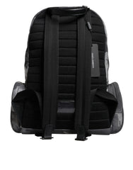Dolce & Gabbana Gray Cotton Camouflage Logo Plaque Backpack Bag