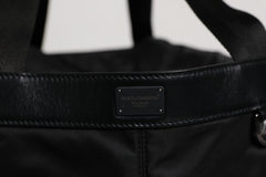 Dolce & Gabbana Black Nylon White Iconic Logo Shoulder Bucket Bag