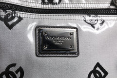 Dolce & Gabbana Polyester Gray Black DG Logo Plaque Backpack Bag