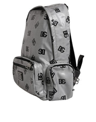 Dolce & Gabbana Polyester Gray Black DG Logo Plaque Backpack Bag