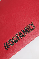 Dolce & Gabbana Red #DGFamily Embellished Leather Clutch Bag