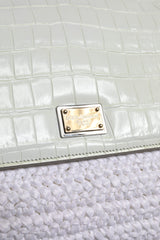 Dolce & Gabbana White Rafia Leather Top Handle Crossbody Bag