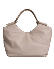 Dolce & Gabbana Light Pink Deer Leather Logo Plaque Tote Top Handle Bag