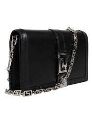 Versace Black Calfskin Leather Chain Strap Shoulder Crossbody Bag