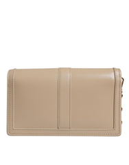 Versace Beige Gold Chain Calf Leather Wallet Crossbody Bag