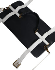 Dolce & Gabbana Blue White Calfskin Leather Crossbody Shoulder Bag