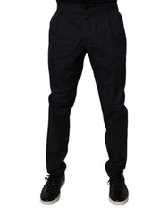 Dolce & Gabbana Dark Blue Cotton Tapered Formal Pants