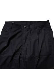 Dolce & Gabbana Dark Blue Cotton Tapered Formal Pants
