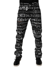 Dolce & Gabbana Black Cotton Logo Print Straight Denim Jeans