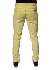 Dolce & Gabbana Yellow Cotton Stretch Skinny Men Denim Jeans