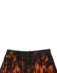 Dolce & Gabbana Black Red Tie Dye Cotton Straight Denim Jeans