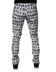 Dolce & Gabbana White Cotton Logo Print Skinny Denim Jeans