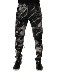 Dolce & Gabbana Black Tie Dye Cotton Skinny Zip Denim Jeans