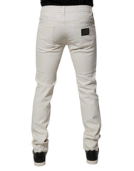 Dolce & Gabbana Off White Cotton Stretch Skinny Denim Jeans