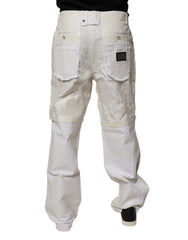Dolce & Gabbana White Linen Mid Waist Straight Men Denim Jeans