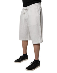 Dolce & Gabbana White Cotton Sweatshorts Men Bermuda Shorts