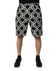 Dolce & Gabbana Black White Linen Bermuda Shorts